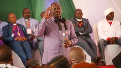 President William Ruto addressing the congregation at Muungano grounds, Mpeketoni, Lamu County where he attended a Church service on Sunday, February 26, 2023