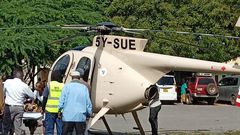 NRT Kenya's chopper, a Hughes 369FF (530MG), evacuating a woman in Isiolo county