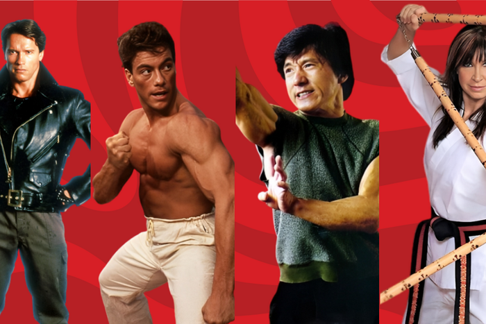 Arnold Schwarzenegger, Jean-Claude Vandamme, Jackie Chan and Cynthia Rothrock