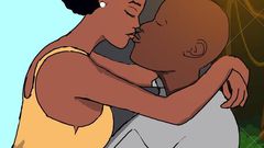 Ghanaian couple kissing passionately