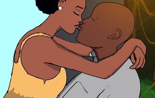 Ghanaian couple kissing passionately