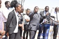 KMPDU officials speaking during a media briefing