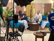 Adelle Onyango shooting Season 2 of Back to Doc alongside Nollywood star Ikechukwu Ogbonna.