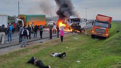 Multiple truck accident causes fire along Southern Bypass
