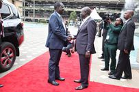 Raila Odinga arriving at KICC for the Africa Climate Summit and was received by DP Rigathi Gachagua
