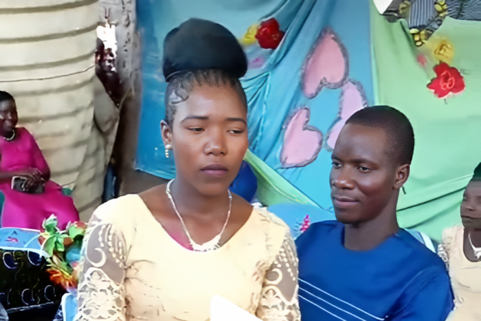 The gloomy bride and her husband