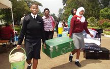Form One students reporting for admission to secondary school