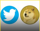 A collage of Twitter bird logo and dogecoin logo