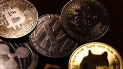 A representation of cryptocurrencies including bitcoin and dogecoin are seen in this illustration photo.Jakub Porzycki/NurPhoto via Getty Images