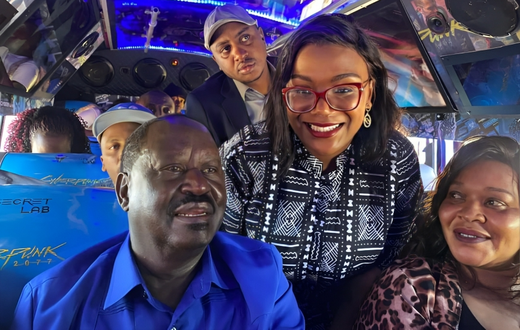 Azimio leader Raila Odinga in a matatu on July, 10, 2023