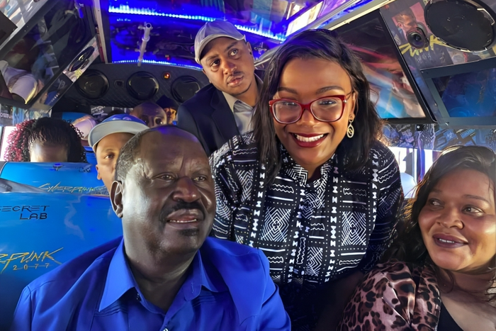 Azimio leader Raila Odinga in a matatu on July, 10, 2023