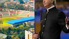 A collage image of Nyayo National Stadium and televangelist Benny Hinn who has a crusade on February 24, 2024 at the same venue