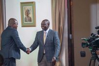 President William Ruto with KTN news anchor Ali Manzu