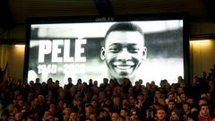 A tribute to Pele is shown on screen ahead of the Premier League match at the City Ground, Nottingham. Former Brazil player Pele died on Thursday in Brazil at the age of 82