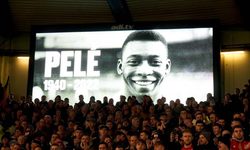 A tribute to Pele is shown on screen ahead of the Premier League match at the City Ground, Nottingham. Former Brazil player Pele died on Thursday in Brazil at the age of 82