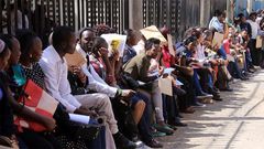 A photo of Kenyans lining up for job interviews