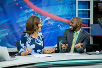 File image of Larry Madowo and Victoria Rubadiri on the set of NTV Weekend Edition when the duo worked together
