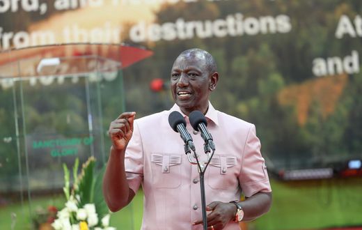 President William Ruto speaking during a Sunday service at Revival Sanctuary of Glory Church, Riruta Satellite, Dagoreti South, Nairobi County on October 22, 2023