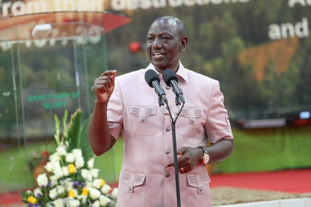 President William Ruto speaking during a Sunday service at Revival Sanctuary of Glory Church, Riruta Satellite, Dagoreti South, Nairobi County on October 22, 2023