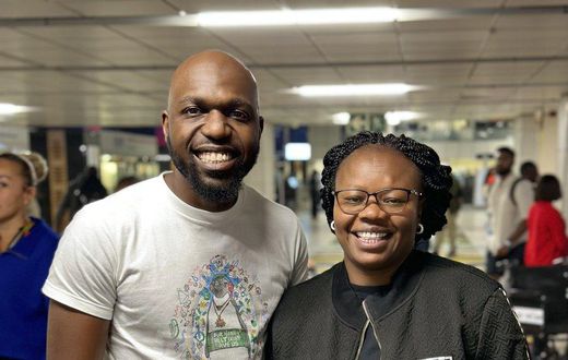 Larry Madowo and Gathoni Wamuchomba in Jorbug, South Africa