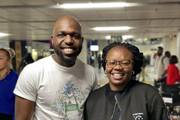 Larry Madowo and Gathoni Wamuchomba in Jorbug, South Africa