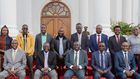 President William Ruto (2nd from left), DP Rigathi Gachagua, Eddie Butita (behind DP Gachagua) and other content creators and government officials at State House on June 2, 2022.