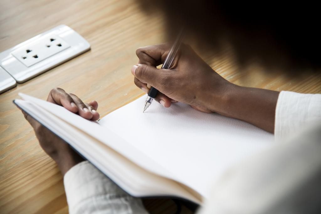 A lady writing