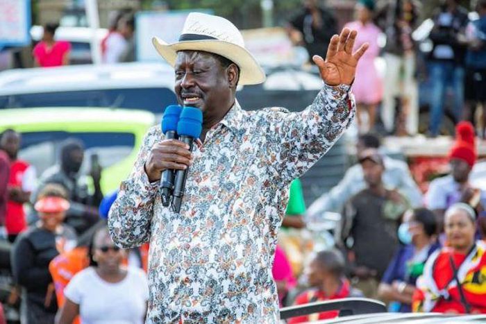 File image of Azimio leader Raila Odinga during a past public address