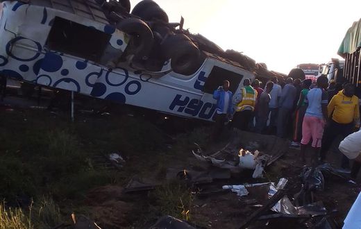 The scene of the accident involving a PSV  bus and a truck along the Mombasa-Kwale road on Sunday, December 24