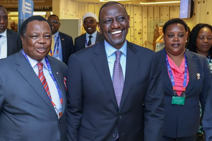 COTU SG Francis Atwoli, President William Ruto, and Labour CS Florence Bore in Geneva on Thursday, June 15, 2023
