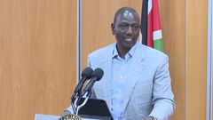 President Ruto speaking after filing his annual tax returns at the KRA headquarters in Times Towers