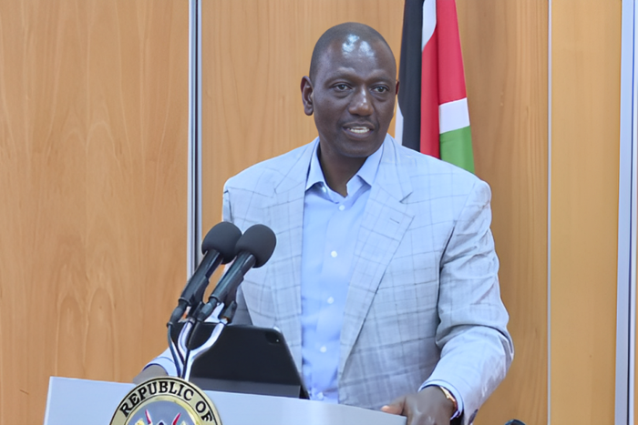 President Ruto speaking after filing his annual tax returns at the KRA headquarters in Times Towers