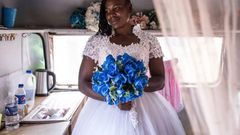 A bride durinng her wedding