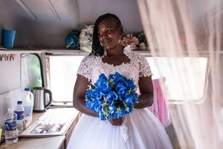 A bride durinng her wedding