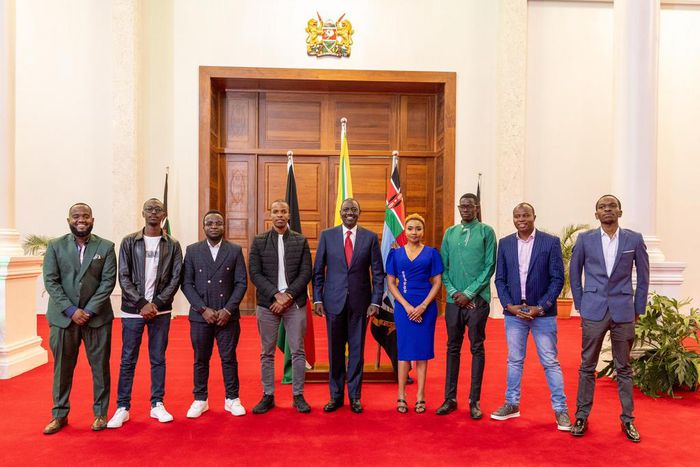 President William Ruto with digital media creators at State House on June 30, 2024