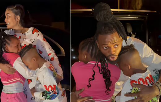 Diamond Platnumz bidding goodbye to his children in South Africa