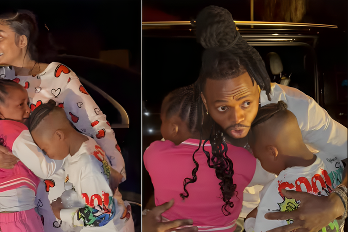 Diamond Platnumz bidding goodbye to his children in South Africa