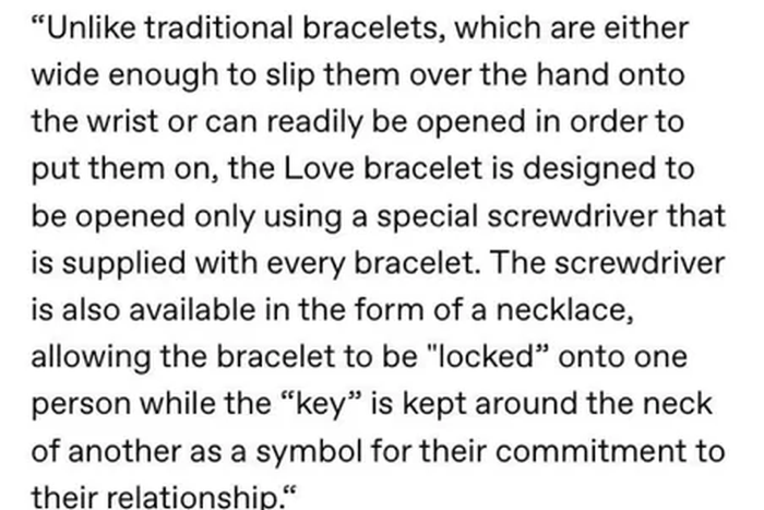 The Cartier love bracelet [Twitter]