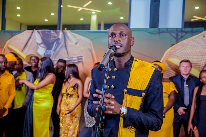 Kinga Kaka speaking at the of launch his YouTube series, 'Monkey Business'