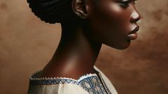 DALL·E 2024-05-08 124904 - An African woman with traditional threaded African hair, showcasing hair wrapped with black thread to stretch and straighten it The style is unique a