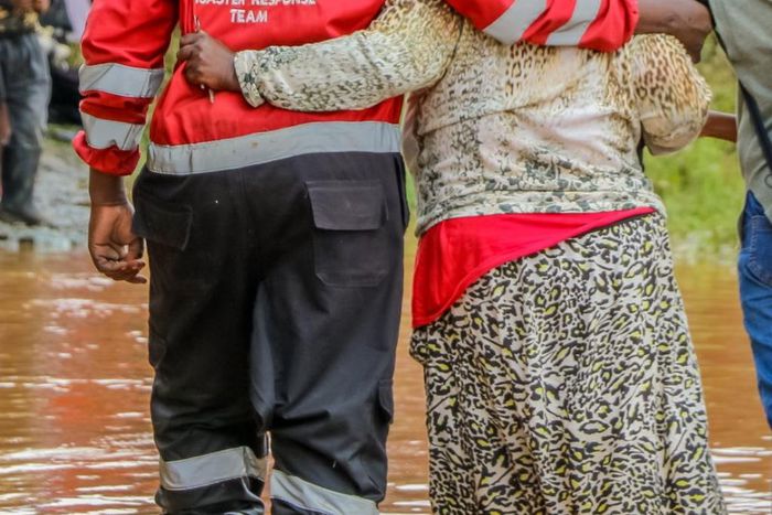 A Kenya Red Cross volunteer during a past disaster response mission