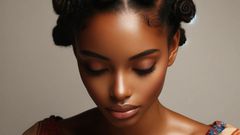 DALL·E 2024-05-08 124620 - Image of an African woman with Bantu knots hairstyle The woman is wearing a colorful blouse, and the hairstyle consists of small, coiled buns secured