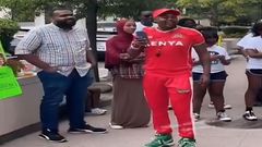 Kenyans in U.S camp at IMF Headquarters in Washington, stage protests