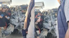 Machakos Governor Wavinya at the scene of the accident involving a vehicle belonging to Kalonzo Musyoka’s son