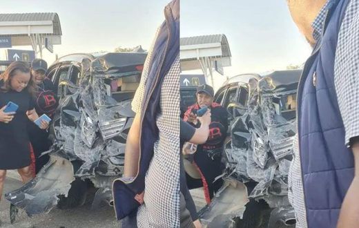 Machakos Governor Wavinya at the scene of the accident involving a vehicle belonging to Kalonzo Musyoka’s son