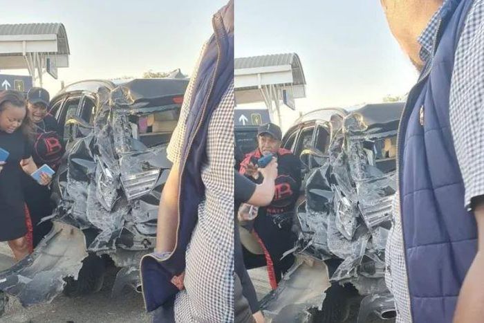 Machakos Governor Wavinya at the scene of the accident involving a vehicle belonging to Kalonzo Musyoka’s son