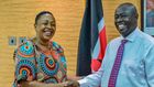 File image of Deputy President Rigathi Gachagua (right) with Sabina Chege at Harambee House Annex on January 20, 2023.