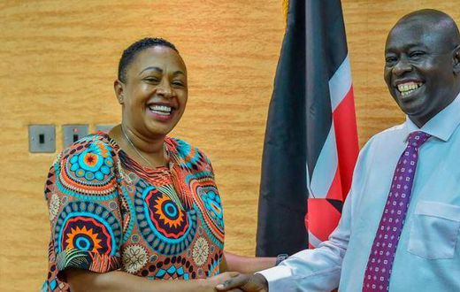 File image of Deputy President Rigathi Gachagua (right) with Sabina Chege at Harambee House Annex on January 20, 2023.