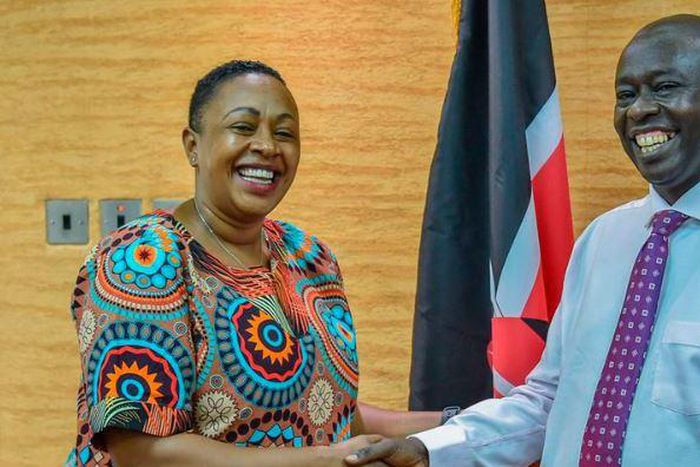 File image of Deputy President Rigathi Gachagua (right) with Sabina Chege at Harambee House Annex on January 20, 2023.