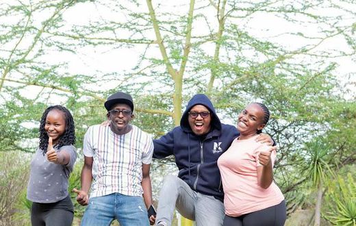 From left: Judy Nyawira, Njugush, Abel Mutua and Celestine Wakavinye.